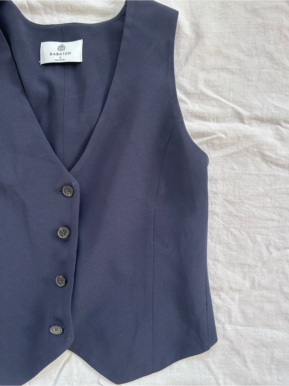 Babaton Navy Structured V-Neck Button Vest - Picture 2 of 3